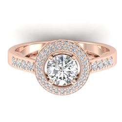1.45 ctw Certified VS/SI Diamond Art Deco Micro Ring 14k Rose Gold - REF-217N3F