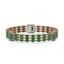 29.64 ctw Emerald & Diamond Bracelet 14K Rose Gold - REF-418F2M