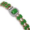 Image 3 : 13.9 ctw Jade & Diamond Bracelet 14K Rose Gold - REF-235Y3X
