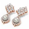 Image 3 : 7.05 ctw Diamond & Pearl Earrings 18K Rose Gold - REF-816A4N