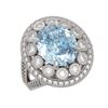 Image 1 : 6.96 ctw Certified Aquamarine & Diamond Victorian Ring 14K White Gold - REF-237R5K