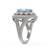 Image 3 : 6.96 ctw Certified Aquamarine & Diamond Victorian Ring 14K White Gold - REF-237R5K