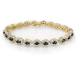 9.42 ctw Emerald & Diamond Bracelet 14k Yellow Gold - REF-345N5F