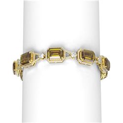 45.06 ctw Canary Citrine & Diamond Bracelet 18K Yellow Gold - REF-821R6K