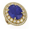 Image 1 : 13.85 ctw Certified Sapphire & Diamond Victorian Ring 14K Yellow Gold - REF-275Y8X