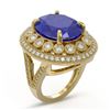 Image 2 : 13.85 ctw Certified Sapphire & Diamond Victorian Ring 14K Yellow Gold - REF-275Y8X