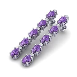 15.47 ctw Amethyst & VS/SI Certified Diamond Tennis Earrings 10k White Gold - REF-75Y6X
