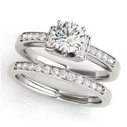 1.01 ctw Certified VS/SI Diamond Solitaire 2pc Set 14k White Gold - REF-149N3F