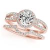 Image 1 : 1.11 ctw Certified VS/SI Diamond 2pc Wedding Set Halo 14k Rose Gold - REF-156A8N
