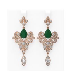 11.5 ctw Emerald & Diamond Earrings 18K Rose Gold - REF-525A5N