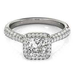1.15 ctw Certified VS/SI Princess Diamond Halo Ring 18k White Gold - REF-122M8G