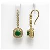 Image 2 : 5.1 ctw Certified Emerald & Diamond Victorian Earrings 14K Yellow Gold - REF-172X8A
