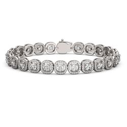 10.39 ctw Cushion Cut Diamond Micro Pave Bracelet 18K White Gold - REF-878A8N