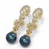 Image 3 : 3.61 ctw Diamond & Pearl Earrings 18K Yellow Gold - REF-314Y8X