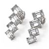 Image 1 : 3.2 ctw Emerald Cut Diamond Earrings 18K White Gold - REF-691X8A