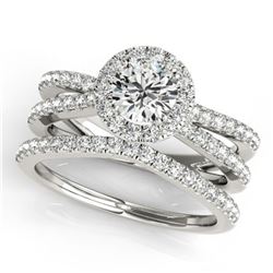 1.78 ctw Certified VS/SI Diamond 2pc Wedding Set Halo 14k White Gold - REF-305W9H