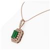 Image 3 : 7.18 ctw Certified Emerald & Diamond Victorian Necklace 14K Rose Gold - REF-172W8H
