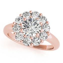 1.38 ctw Certified VS/SI Diamond Halo Ring 18k Rose Gold - REF-169F6M