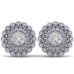 1.5 ctw Certified VS/SI Diamond Art Deco Stud Earrings 14k White Gold - REF-254A5N