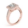 Image 3 : 1.6 ctw Certified VS/SI Princess Diamond Halo Ring 18k Rose Gold - REF-428K2Y