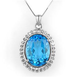 18.0 ctw Blue Topaz Necklace 14k White Gold - REF-80X2A
