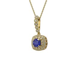 2.55 ctw Sapphire & Diamond Victorian Necklace 14K Yellow Gold - REF-100Y2X