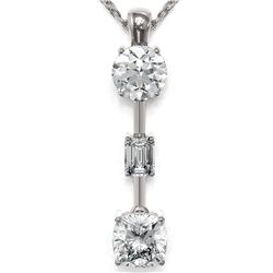 1.75 ctw Cushion Cut Diamond Designer Necklace 18K White Gold - REF-386Y2X