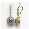 Image 2 : 13.82 ctw Tanzanite & Diamond Victorian Earrings 14K Yellow Gold - REF-574X4A