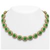 Image 1 : 101.75 ctw Jade & Diamond Victorian Necklace 14K Yellow Gold - REF-2594R5K