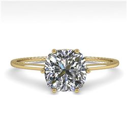 1.0 ctw VS/SI Cushion Diamond Engagment Ring 18k Yellow Gold - REF-287X4A