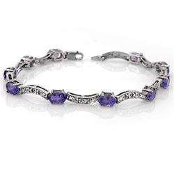 4.25 ctw Tanzanite & Diamond Bracelet 14k White Gold - REF-84G9W