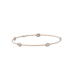 1.25 ctw Marquise Diamond Station Bracelet 18K Rose Gold - REF-224Y4X