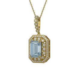 12.5 ctw Sky Topaz & Diamond Victorian Necklace 14K Yellow Gold - REF-199Y3X