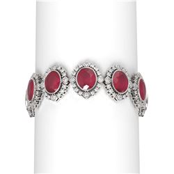 50.03 ctw Ruby & Diamond Bracelet 18K White Gold - REF-807Y6X
