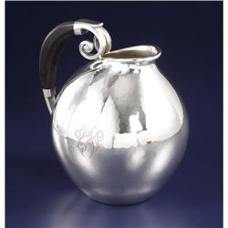 A Danish Silver and Ebonized Wood Water PitcherG