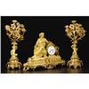 Image 1 : Gilt Bronze Mantle Clock and Candelabra