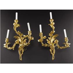 Pair of Louis XV-style Gilt Bronze Wall Sconces