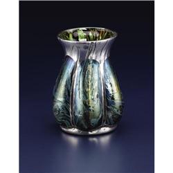 Austrian Art Glass & Silver Vase, attrib. Loetz