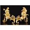 Image 1 : Pair Rococo Style Gilt Bronze Chenets, 19/20th C