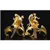 Image 2 : Pair Rococo Style Gilt Bronze Chenets, 19/20th C