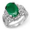 Image 1 : 8.50 ctw Emerald & Diamond Ring 14k White Gold - REF-155R3K