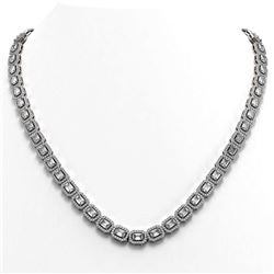 24.86 ctw Emerald Cut Diamond Micro Pave Necklace 18K White Gold - REF-2918M3G
