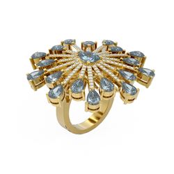 10.14 ctw Blue Topaz & Diamond Ring 18K Yellow Gold - REF-432A8N