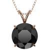 Image 1 : 2.58 ctw Fancy Black Diamond Solitaire Necklace 10k Rose Gold - REF-60W3H
