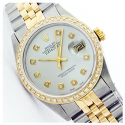 Rolex Men's Two Tone 14K Gold/SS, QuickSet, Diamond Dial & Diamond Bezel - REF-557A4N