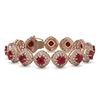 Image 1 : 37.35 ctw Certified Ruby & Diamond Victorian Bracelet 14K Rose Gold - REF-928Y2X