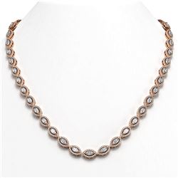 18.53 ctw Marquise Cut Diamond Micro Pave Necklace 18K Rose Gold - REF-1556W2H