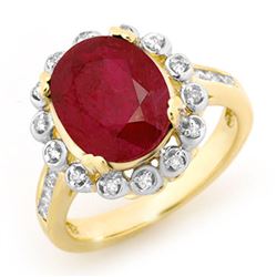 5.83 ctw Ruby & Diamond Ring 10k Yellow Gold - REF-81G8W