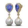 Image 2 : 7.03 ctw Tanzanite & Diamond Earrings 18K Yellow Gold - REF-360G2W