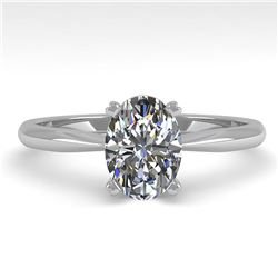 1.02 ctw Oval Cut VS/SI Diamond Engagment Designer Ring 14k White Gold - REF-227W8H